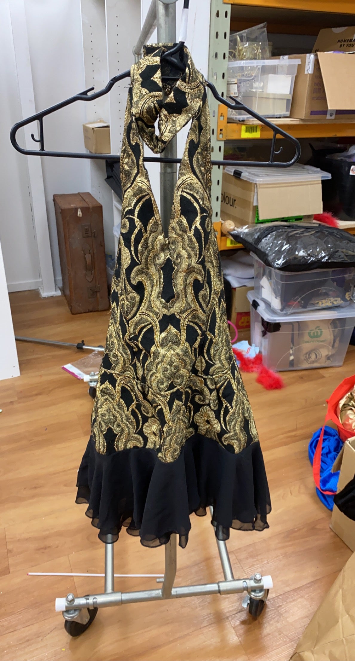 Black & Gold Halter Neck Dress