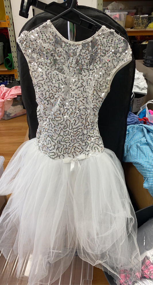 White Sparkly Puff Dress