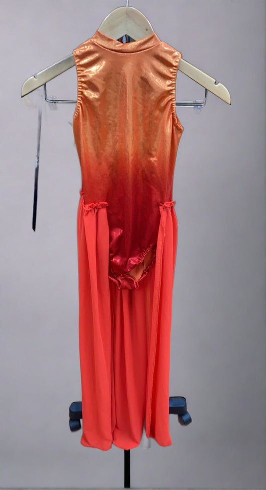 Red and Orange Leotard Chiffon Dress